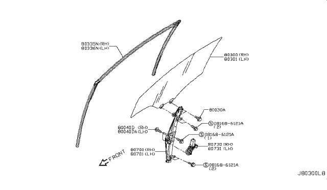 2019 Nissan Rogue Sport Front Door Window & Regulator Diagram