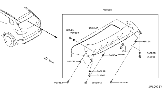 2018 Nissan Rogue Sport Air Spoiler Assy-Rear Diagram for 96030-6MA1C