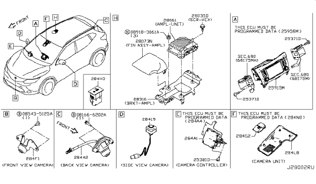 2018 Nissan Rogue Sport Camera Assembly-Lane Keep Diagram for 284G3-6MA1A