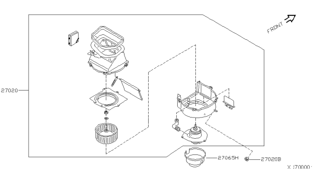 1997 Nissan Sentra Blower Assy-Front Diagram for 27200-F4311