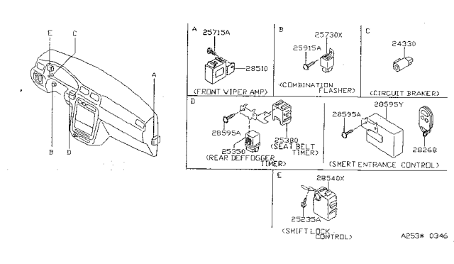 1998 Nissan Sentra Control Assembly Smart Entrance Diagram for 28595-9B905