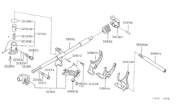 1999 Nissan Sentra Control Assembly-Shift Diagram for 32800-2J002