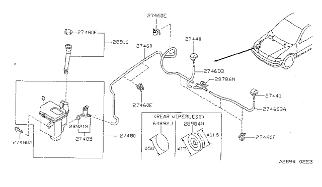 1995 Nissan Sentra Tank Assy-Windshield Washer Diagram for 28910-F4300