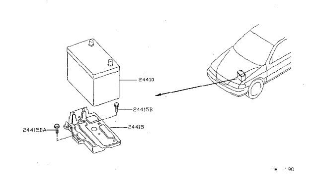 1995 Nissan Sentra Battery & Battery Mounting Diagram