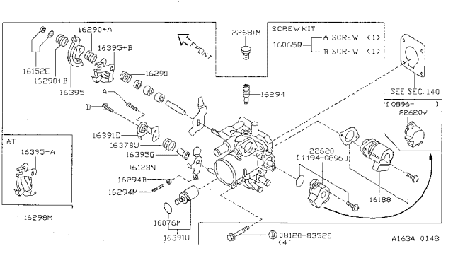 1997 Nissan Sentra Spring-Throttle Return Diagram for 16160-1M200