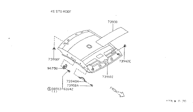 1998 Nissan Sentra Headlining Assy Diagram for 73910-F4300