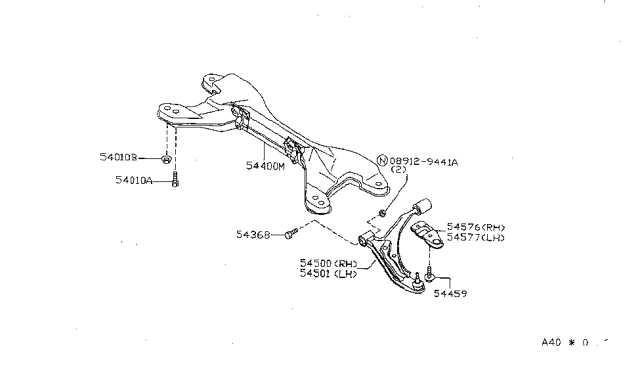 1997 Nissan Sentra Link Complete-Transverse,Rh Diagram for 54500-0M010