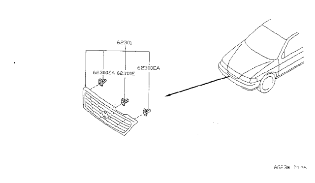 1995 Nissan Sentra Grille Radiator Diagram for 62310-1M225