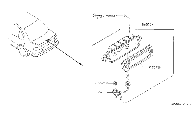 1995 Nissan Sentra Lens-Stop Lamp Diagram for 26591-0M000