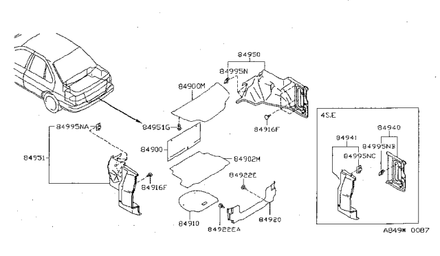 1997 Nissan Sentra Finisher-Trunk,Rear Diagram for 84920-F4300