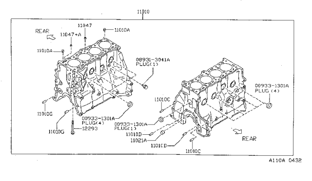 1996 Nissan Sentra Cylinder Block & Oil Pan Diagram 1