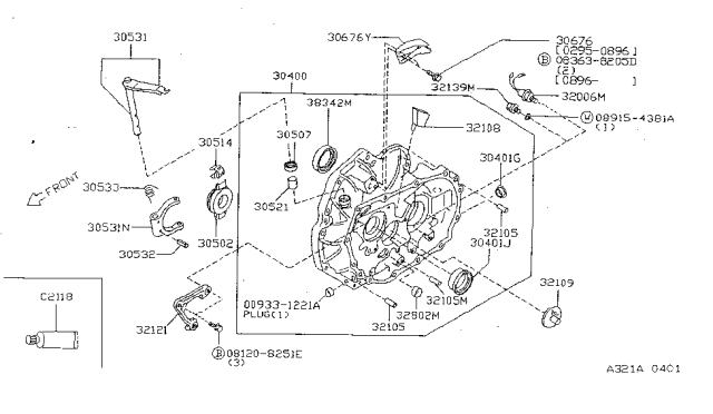 1995 Nissan Sentra Transmission Case & Clutch Release Diagram 1