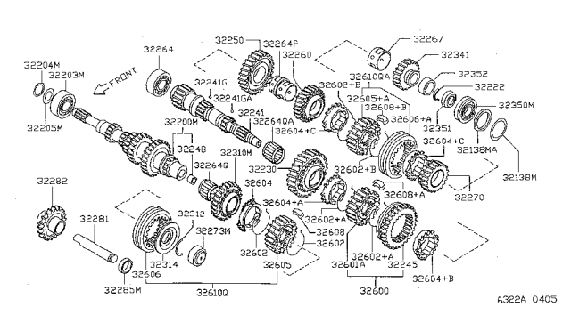 1995 Nissan Sentra Gear Assembly - 5TH Gear Diagram for 32310-D0200