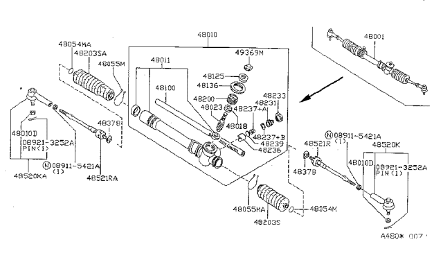 1998 Nissan Sentra Socket Kit-Tie Rod,Inner Diagram for 48521-50Y26