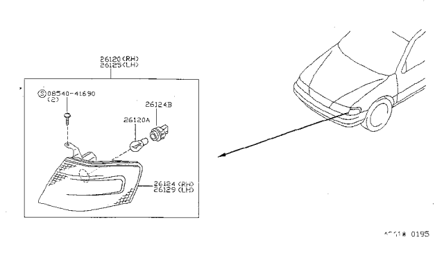 1999 Nissan Sentra Body Assy-Front Combination Lamp,RH Diagram for 26124-4B000