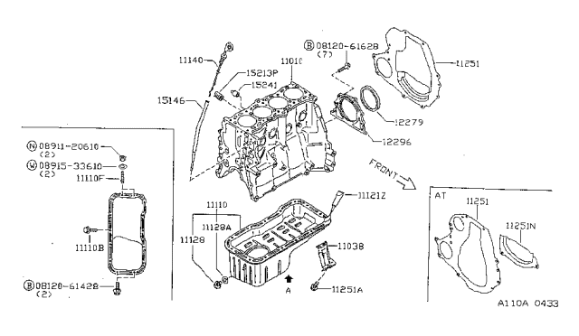 1999 Nissan Sentra Cylinder Block & Oil Pan Diagram 3
