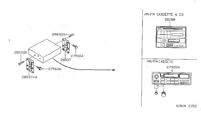 1998 Nissan Sentra Radio Unit With Cassette Diagram for 28111-F4305