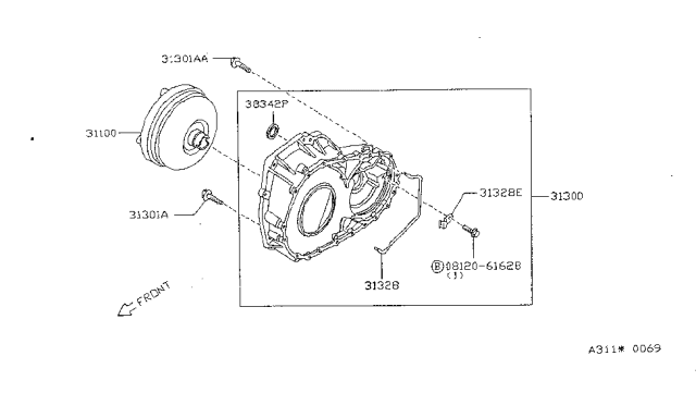 1999 Nissan Sentra Torque Converter,Housing & Case Diagram 3