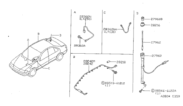 1997 Nissan Sentra Cap-Antenna Diagram for 28220-F4300