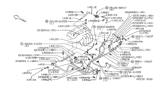 1997 Nissan Sentra Valve Assembly-SOLENOID Diagram for 14956-31U10
