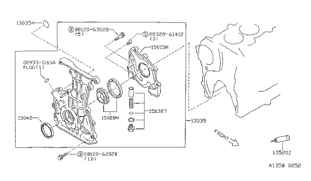 1999 Nissan Sentra Front Cover,Vacuum Pump & Fitting Diagram 2