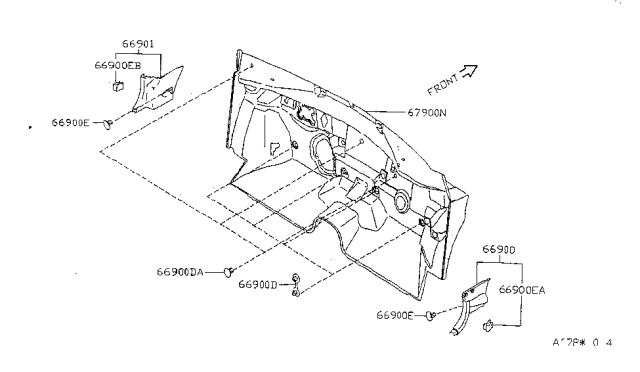 1995 Nissan Sentra Dash Trimming & Fitting Diagram