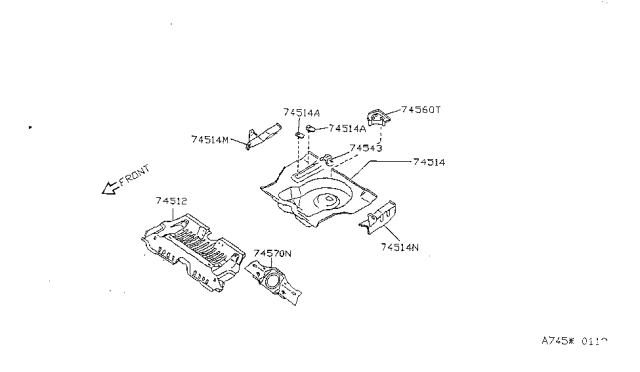 1999 Nissan Sentra Floor-Rear,Rear Side L Diagram for 74531-F4330