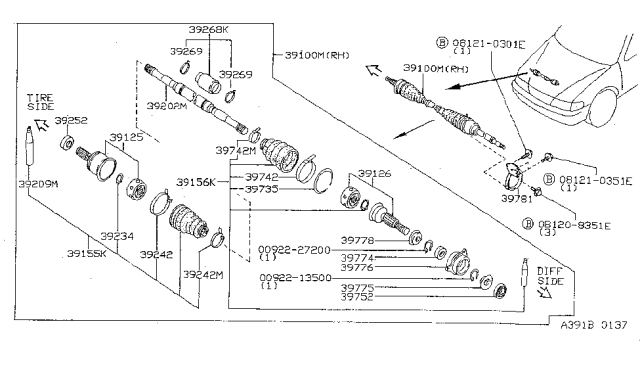 1999 Nissan Sentra Ring-Stopper Diagram for 39735-0M306