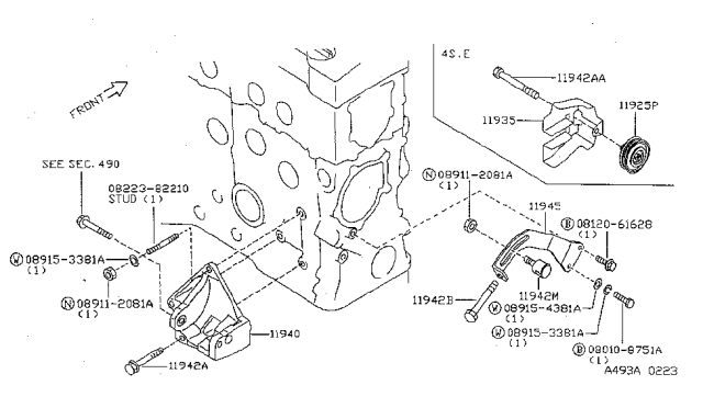 1999 Nissan Sentra Bolt Diagram for 11916-53J03