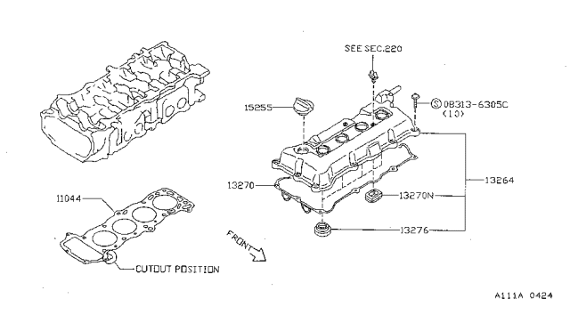 1996 Nissan Sentra Cylinder Head & Rocker Cover Diagram 2