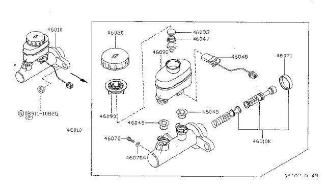 1997 Nissan Sentra Piston Kit-Tandem Brake Master Cylinder Diagram for 46011-1M225