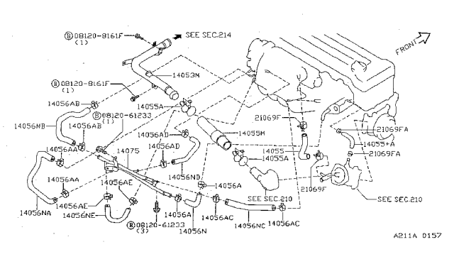 1996 Nissan Sentra Water Hose & Piping Diagram