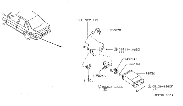 1999 Nissan Sentra Sensor Assembly Pressure Diagram for 25085-3M201