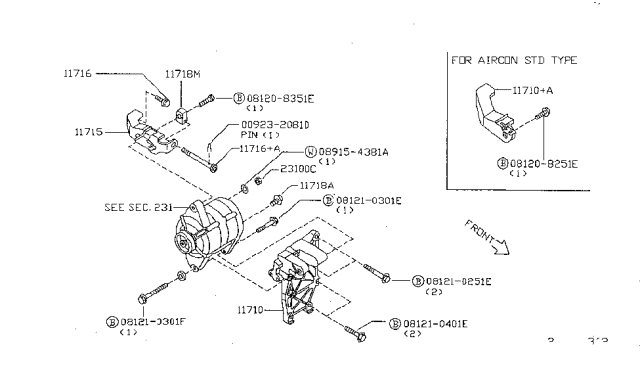 1999 Nissan Sentra Bracket-Alternator Diagram for 11710-0M300