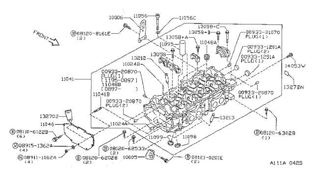 1997 Nissan Sentra Bolt Hex Diagram for 08110-6122B
