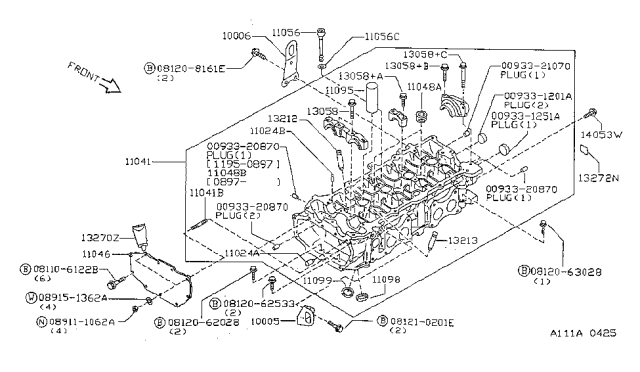 1997 Nissan Sentra Cylinder Head & Rocker Cover Diagram 1