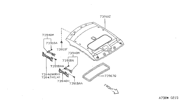 1996 Nissan Sentra Roof Trimming Diagram 2