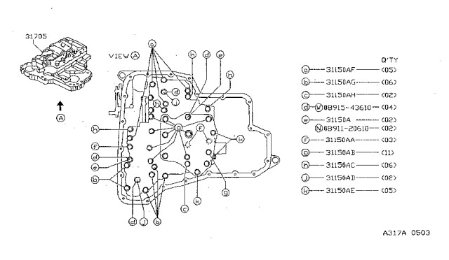 1998 Nissan Sentra Control Valve (ATM) Diagram 1