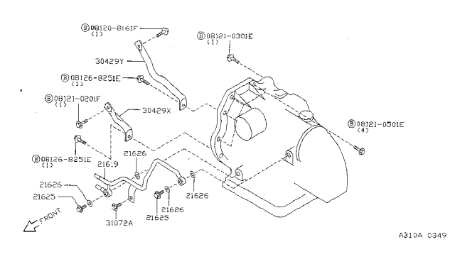 1997 Nissan Sentra Auto Transmission,Transaxle & Fitting Diagram 4