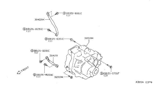 1996 Nissan Sentra Manual Transmission, Transaxle & Fitting Diagram