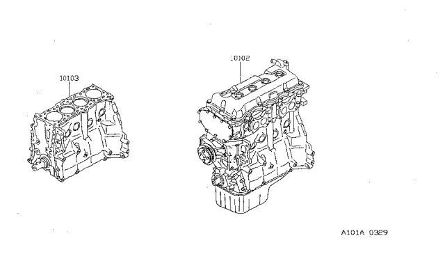 1995 Nissan Sentra Bare & Short Engine Diagram