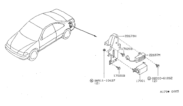1998 Nissan Sentra Bracket-Regulator Diagram for 22699-3M200