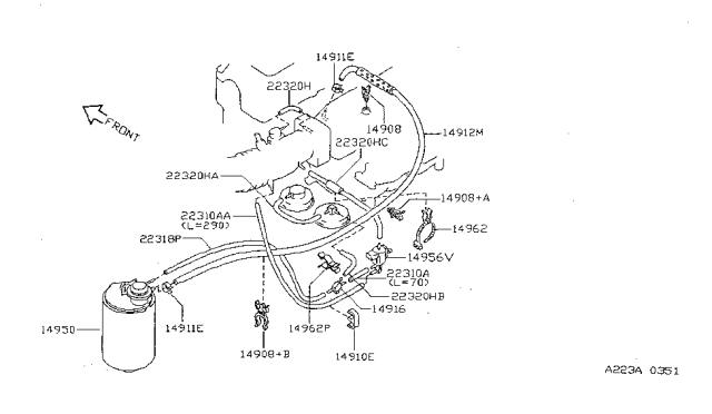 1995 Nissan Sentra Engine Control Vacuum Piping Diagram