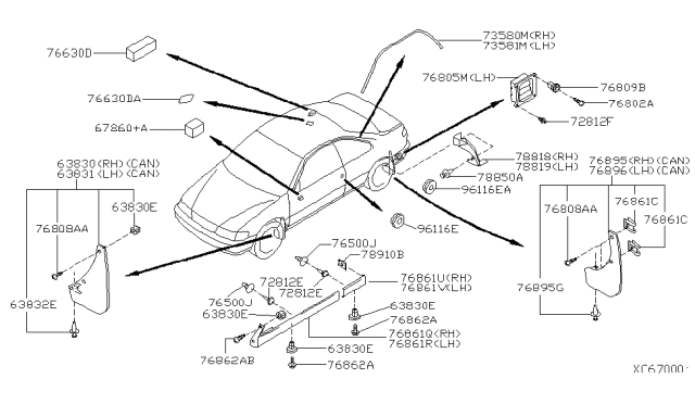 1996 Nissan Sentra Body Side Fitting Diagram