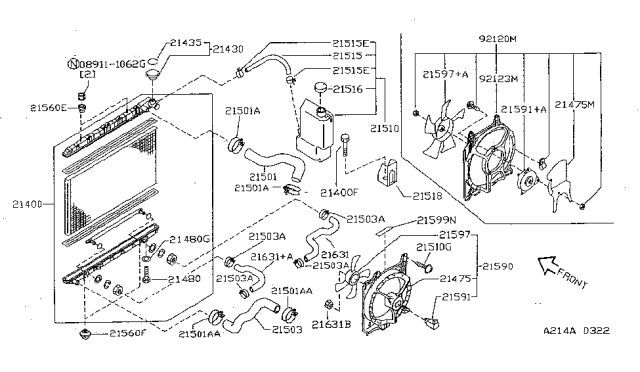 1996 Nissan Sentra Radiator,Shroud & Inverter Cooling Diagram 1