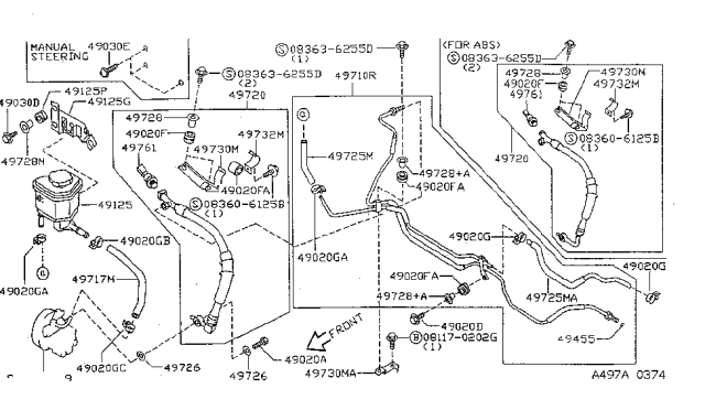 1995 Nissan Sentra Hose & Tube Set-Power Steering Diagram for 49710-4B300