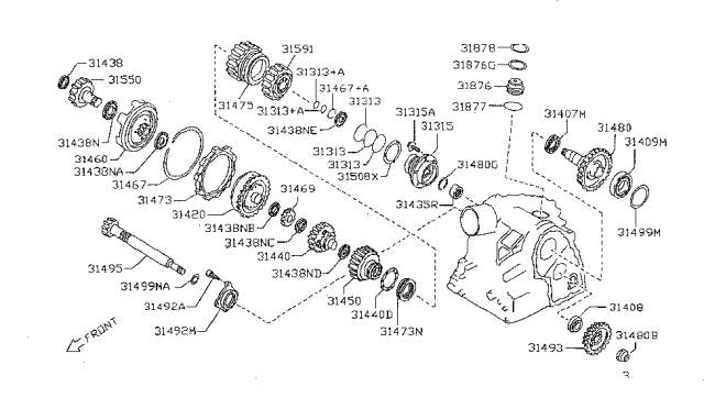 1998 Nissan Sentra Governor,Power Train & Planetary Gear Diagram 3