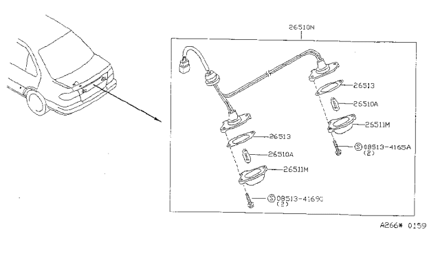 1996 Nissan Sentra Lamp Assembly-License Diagram for 26510-F4301