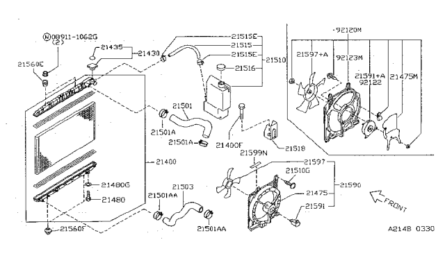 1997 Nissan Sentra Radiator,Shroud & Inverter Cooling Diagram 2