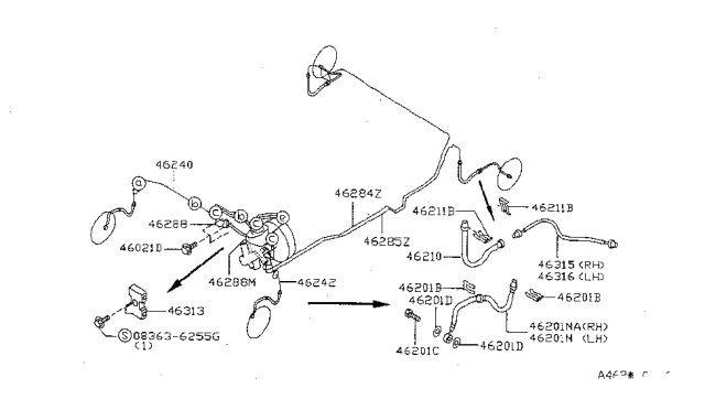 1997 Nissan Sentra Brake Piping & Control Diagram 3